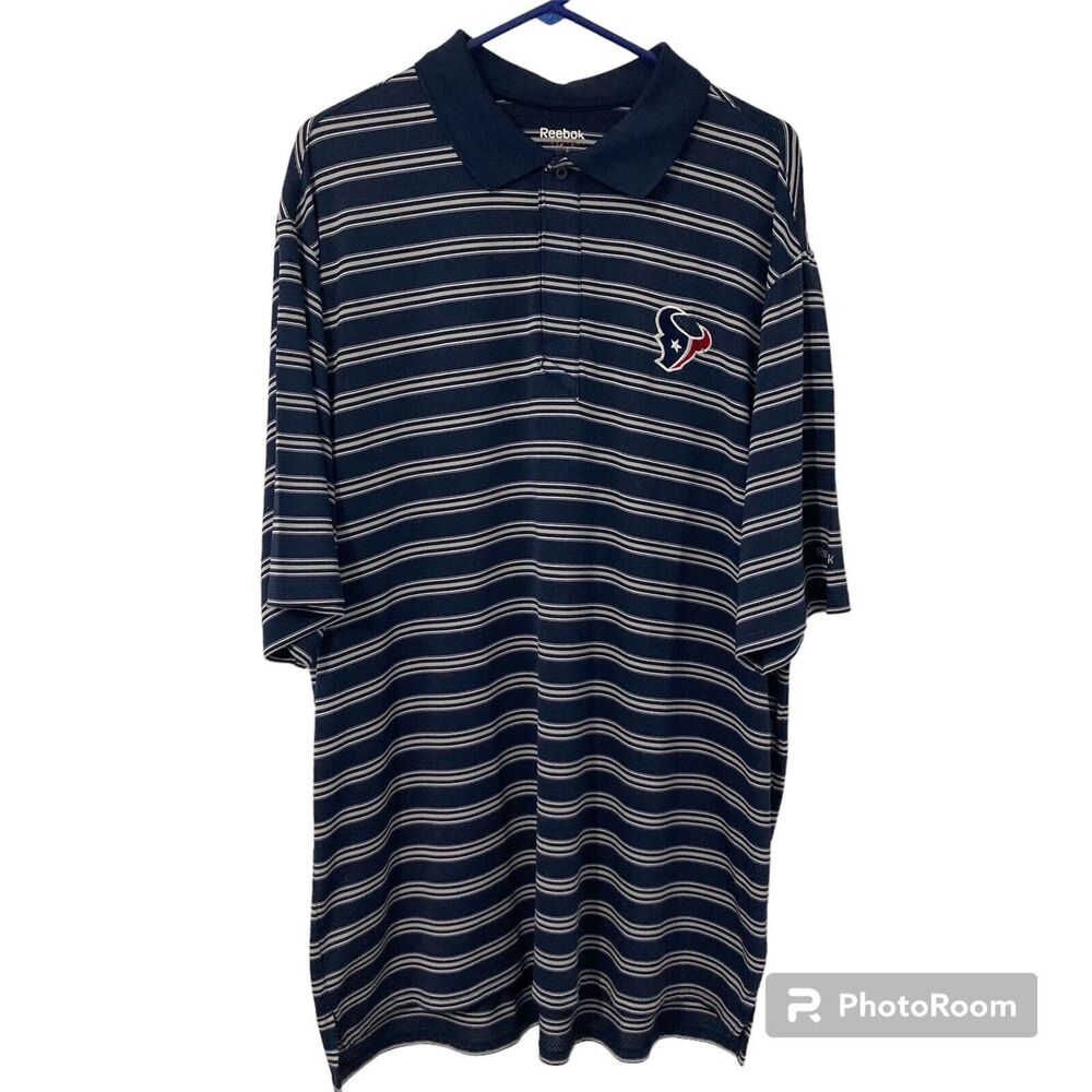 Reebok Navy and White Striped Polo Shirt